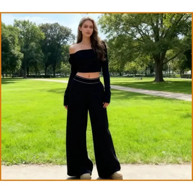 Women'S Elastic High-Waisted Wide Leg Pants - American Retro Loose Straight Lightweight Quick-Dry Breathable Casual Everyday Chic Bottoms