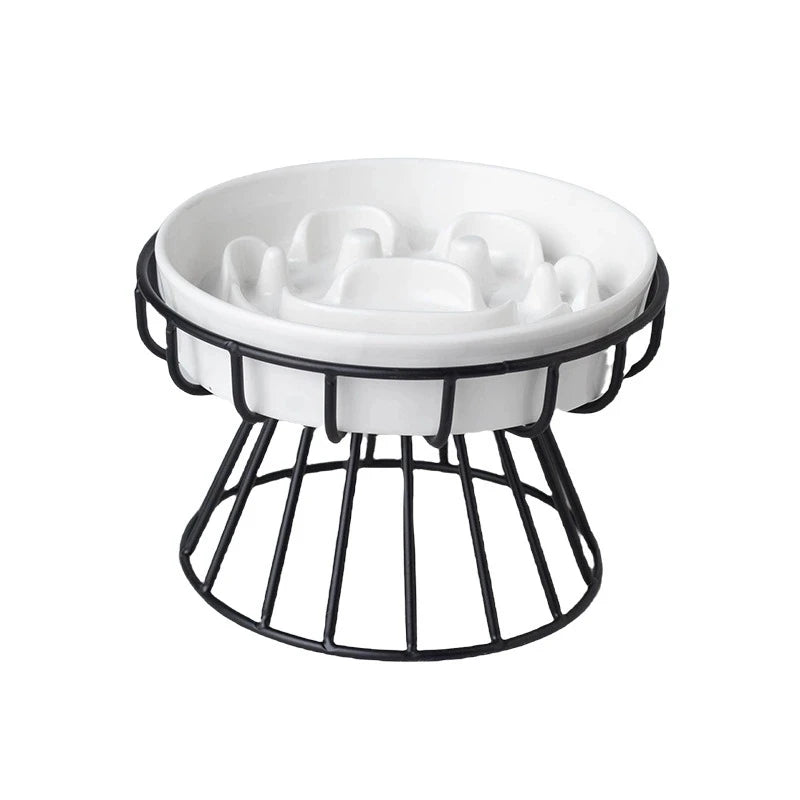 Elevated Ceramic Slow Feeder Bowl