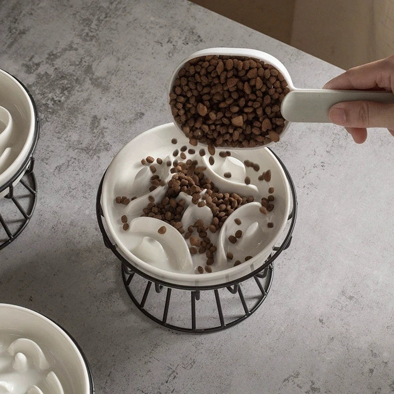 Elevated Ceramic Slow Feeder Bowl