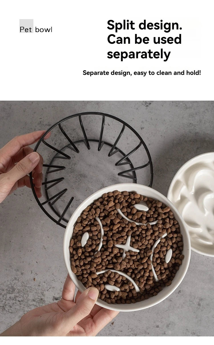 Elevated Ceramic Slow Feeder Bowl