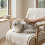 Steam grooming brush shown next to hand for size reference