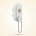 Steam grooming brush in white, front view