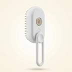 Steam grooming brush in white, front view