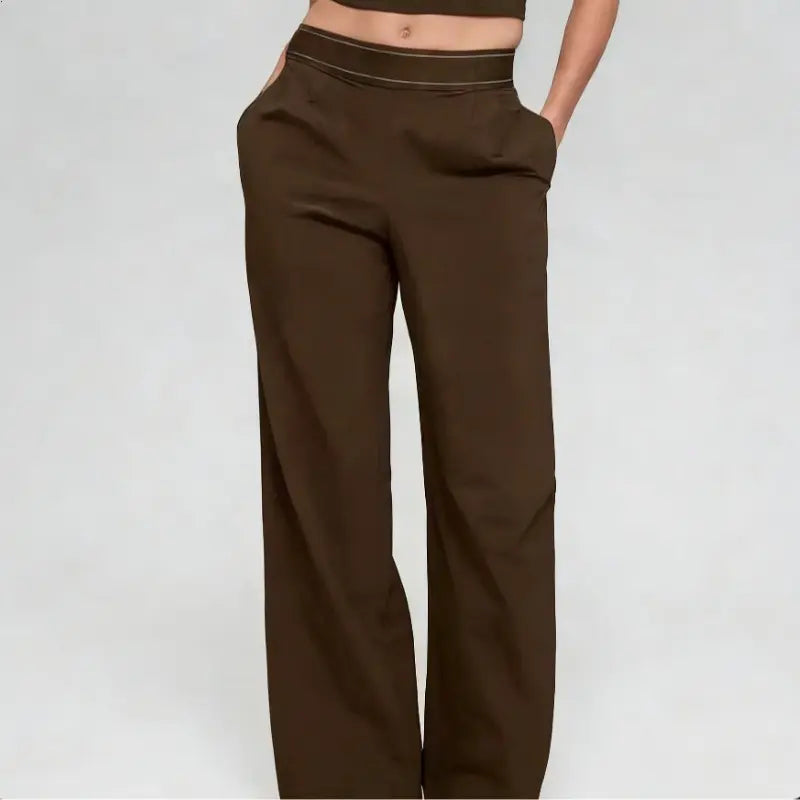 Women'S Elastic High-Waisted Wide Leg Pants - American Retro Loose Straight Lightweight Quick-Dry Breathable Casual Everyday Chic Bottoms